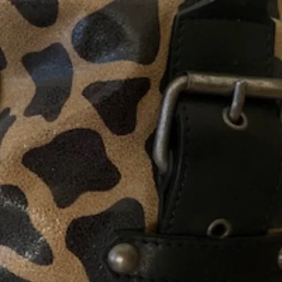 Italian Large Leather Animal Print Handbag - NEW